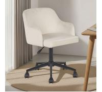Chaise de bureau OLIVER Pivotante en Velours Beige Réglable en Hauteur, Assise Rembourrée Confortable