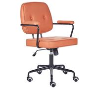 Chaise de Bureau Orange en Cuir PU Pivotante Hauteur Ajustable Frein Sécurité