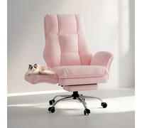 Chaise de bureau Patbrela Big and Tall Cloud, accoudoirs rabattables pour animaux de compagnie et position assise croisée, chaise de jeu ergonomique exécutive avec repose-pieds Black shining chenille