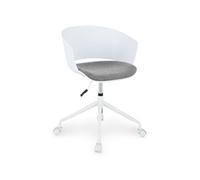 IDIMEX Chaise de Bureau pivotante DAGMA, réglable en Hauteur, Style Moderne, avec Coussin d’Assise en Tissu, sur roulettes, Blanc