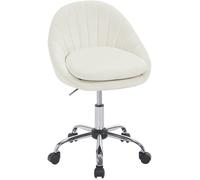 Chaise de bureau pivotante en velours beige - WOLTU - Double coussin - Réglable en hauteur - Chaise coiffeuse À roulettes