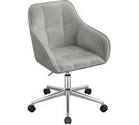Chaise de bureau pivotante en velours gris clair - WOLTU - Chaise coiffeuse À roulettes - Accoudoirs - Réglable en hauteur