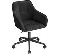 Chaise de bureau pivotante en velours noir - WOLTU - Design ergonomique - Hauteur d'assise réglable - Avec accoudoirs