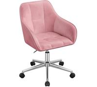 Chaise de bureau pivotante en velours - WOLTU - Rose - Réglable en hauteur - Avec accoudoirs - À roulettes