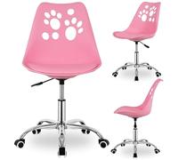 Chaise de bureau, pivotante, pour fille à partir de 6 ans, réglable en hauteur, avec roulettes et rembourrage confortable, pour les devoirs scolaires, l'apprentissage, la chambre d’enfant, rose pastel