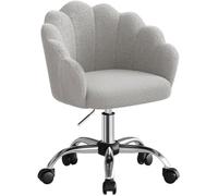 Chaise de bureau pivotante - WOLTU - Gris Clair - Chaise Coiffeuse en Bouclette - Dossier en pétale - Hauteur Réglable