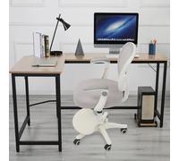 Chaise de bureau pour enfant - Chaise ergonomique - Réglable en hauteur de 76 à 86 cm - Accoudoirs rabattables - Dossier - Gris clair