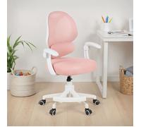 Chaise de Bureau pour Enfant ISLA Rose Pivotante avec Repose-Pied et Accoudoirs, Assise Rembourrée et Réglable