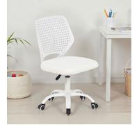 Chaise de Bureau pour Enfant JADE Blanche Pivotante Sans Accoudoirs, Assise Rembourrée et Réglable en Hauteur