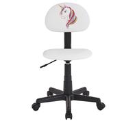 IDIMEX Chaise de Bureau pour Enfant Unicorn Fauteuil pivotant et Ergonomique sans accoudoirs, siège à roulettes avec Hauteur réglable, revêtement en synthétique Blanc avec Motif Licorne