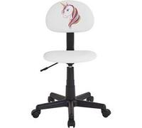 Chaise de bureau pour enfant UNICORN, revêtement synthétique blanc avec motif licorne Blanc G