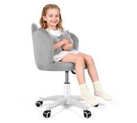 Chaise de bureau pour enfants, chaise de maquillage pivotante à 360°, chaise d'ordinateur pour enfants à hauteur réglable avec coussin en forme d'arc, pours la chambre ou la salle d'étude Gris