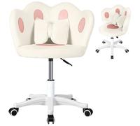 Chaise de bureau pour enfants, chaise de maquillage pivotante à 360°, chaise d'ordinateur pour enfants à hauteur réglable avec coussin en forme d'arc, pours la chambre ou la salle d'étude Blanc