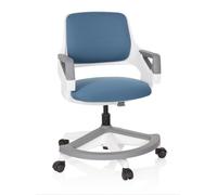 Chaise de bureau pour enfants, revêtue de tissu bleu, réglable en hauteur, avec repose-pieds