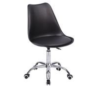 Happy Garden Chaise de bureau Anne pivotante, réglable en hauteur, à roulettes – Noire