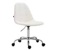 CLP Chaise De Bureau Reims avec Assise Matelassée en Similicuir | Chaise de Bureau Ajustable en Hauteur Et Pivotante | Piètement Métal Chromé, Couleur:Blanc