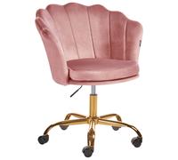 Chaise de Bureau Rose en Velours Glamour Fauteuil Coquillage Pivotant Monticello