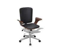 Chaise de bureau rotative en bois cintré avec revêtement en faux cuir
