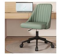 Chaise de bureau sans accoudoirs en cuir synthétique avec base en métal robuste, design ergonomique, siège rembourré épais, chaise pivotante pour bureau à domicile ou salle d'étude