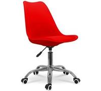 Chaise de Bureau Scandinave à roulettes avec hauteur réglable, coussin d'assise intégré - Rouge Rouge G