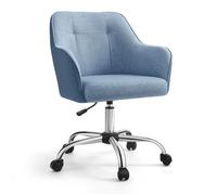Chaise de Bureau - SONGMICS - Capacité de Charge 110 kg - Cadre en Acier - Tissu en Coton-Lin Respirant - Bleu