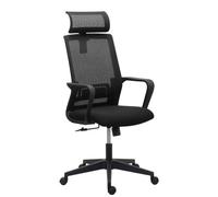 Chaise de bureau SPRITZY tissu et maille - avec accoudoirs et soutien lombaire - Appui-tête - Mécanisme Basculant centré - Pied noir