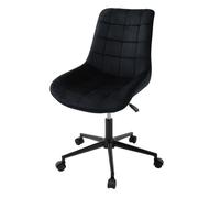 Chaise de bureau sur roulettes Noir avec revêtement en velours et piètement métallique ML-Design