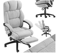 Chaise de bureau - TECTAKE - Fauteuil de bureau JILIEN avec repose-pieds et revêtement en velours, 64 x 68-118 x 89-115 cm - Gris