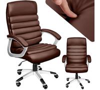 Chaise de bureau - TECTAKE - Fauteuil de bureau PAUL avec des accoudoirs rembourrés en cuir syntéhtique, réglable - Marron