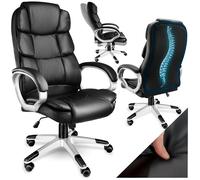 Chaise de bureau - TECTAKE - Fauteuil de direction JONAS avec accoudoirs rembourrés et fonction de bascule réglable - Noir