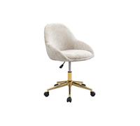 Chaise de bureau - Tissu - Beige et doré - Hauteur réglable - NAODY