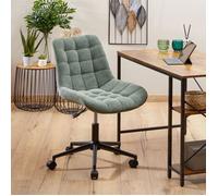 Chaise de bureau VASILO Fauteuil en Velours Côtelé Vert avec Piétement en Métal Laqué Noir, Assise Réglabe en Hauteur