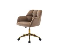 Chaise de bureau en Velours Beige et doré - Hauteur réglable - PEGA de