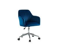 Vente-unique - Chaise de Bureau - Velours - Bleu et argenté - Hauteur réglable - Eleana