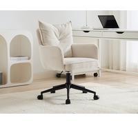 Chaise de bureau - Velours côtelé - Crème et noir - Hauteur réglable - BATARU