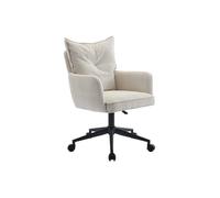 Chaise de bureau - Velours côtelé - Crème et noir - Hauteur réglable - BATARU