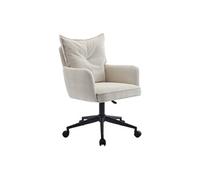 Chaise de bureau - Velours côtelé - Crème et noir - Hauteur réglable - BATARU