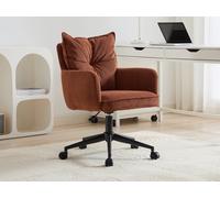Chaise de bureau - Velours côtelé - Terracotta et noir - Hauteur réglable - BATARU