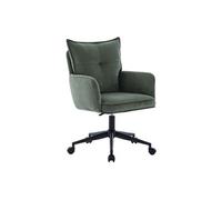 Chaise de bureau - Velours côtelé - Vert et noir - Hauteur réglable - BATARU