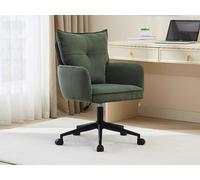 Chaise de bureau - Velours côtelé - Vert et noir - Hauteur réglable - BATARU