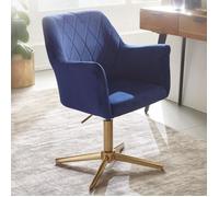 Chaise De Bureau Velours Fauteuil Pivotant Chaise Coquille Bleu - FINEBUY - 97 cm - 120 kg