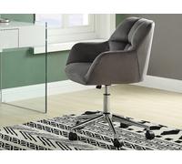Chaise de bureau - Velours - Gris - Hauteur réglable - PEGA