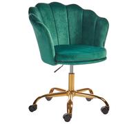 Chaise de Bureau Verte en Velours Glamour Fauteuil Coquillage Pivotant Monticell