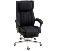 Vinsetto Chaise Bureau Fauteuil de Bureau Chaise Ergonomique Hauteur réglable Dossier inclinable accoudoirs Repose-Pieds et Appui-tête siège de Bureau à roulettes pivotantes 65x61x105-113cm Noir