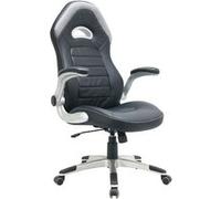 Chaise de Bureau Waytex ERIS Style baquet sport simili cuir, Noir, Accoudoirs relevables Noir et gris G