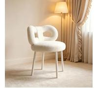 Chaise de Coiffeuse avec Dossier Nœud Papillon Ergonomique, Blanc, 37x37x67cm