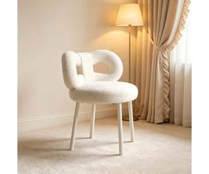 Chaise de Coiffeuse avec Dossier Nœud Papillon Ergonomique, Blanc, 37x37x67cm