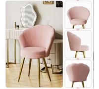 Chaise de coiffeuse en velours avec pieds en métal doré-JEOBEST Chaise coquillage adulte,idéale pour la chambre,rose 42x40x80cm