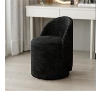 Chaise de coiffeuse moderne noire - Chaise d'appoint en sherpa imitation agneau avec siège rembourré doux, pivotant à 360°, design élégant pour maquillage, salon, chambre à coucher, décoration