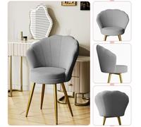 Chaise de coiffeuse nordique motif coquillage, en velours doux et respirant, pieds en métal doré JEOBEST(grise,42 x 40 x 80 cm)